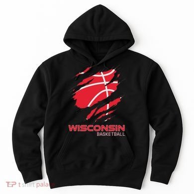 Distressed Basketball The Badger State Home Wisconsin Hoops Hoodie