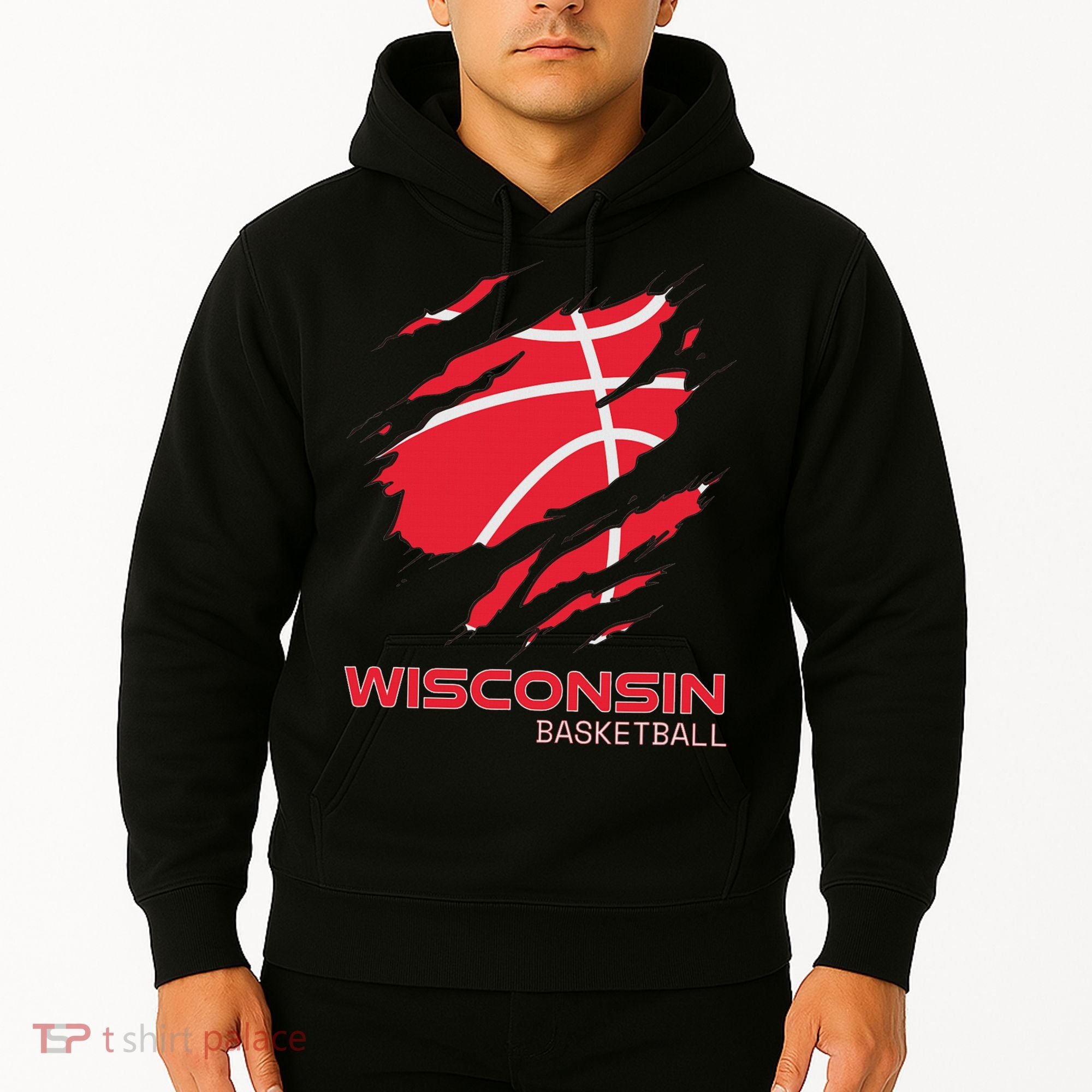 Distressed Basketball The Badger State Home Wisconsin Hoops Hoodie