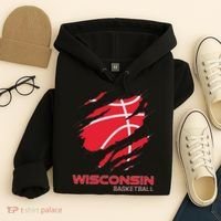 Distressed Basketball The Badger State Home Wisconsin Hoops Hoodie thumb 4