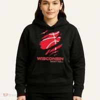Distressed Basketball The Badger State Home Wisconsin Hoops Hoodie thumb 5