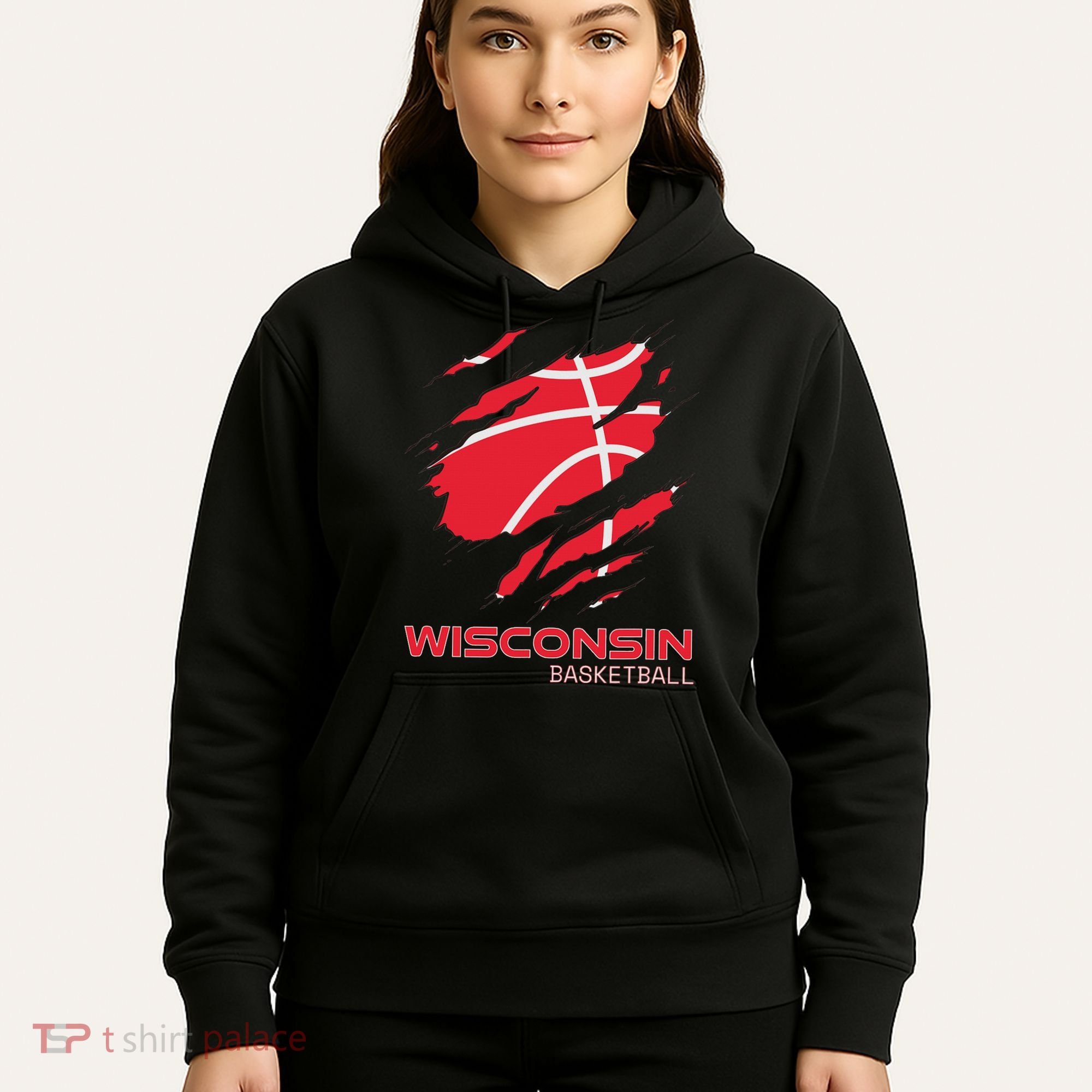 Distressed Basketball The Badger State Home Wisconsin Hoops Hoodie