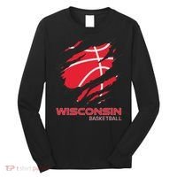 Distressed Basketball The Badger State Home Wisconsin Hoops Long Sleeve Shirt thumb 0