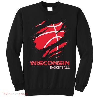 Distressed Basketball The Badger State Home Wisconsin Hoops Sweatshirt
