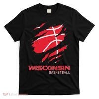 Distressed Basketball The Badger State Home Wisconsin Hoops T-Shirt thumb 0