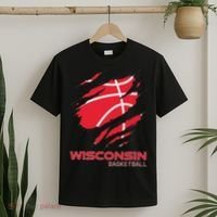 Distressed Basketball The Badger State Home Wisconsin Hoops T-Shirt thumb 2