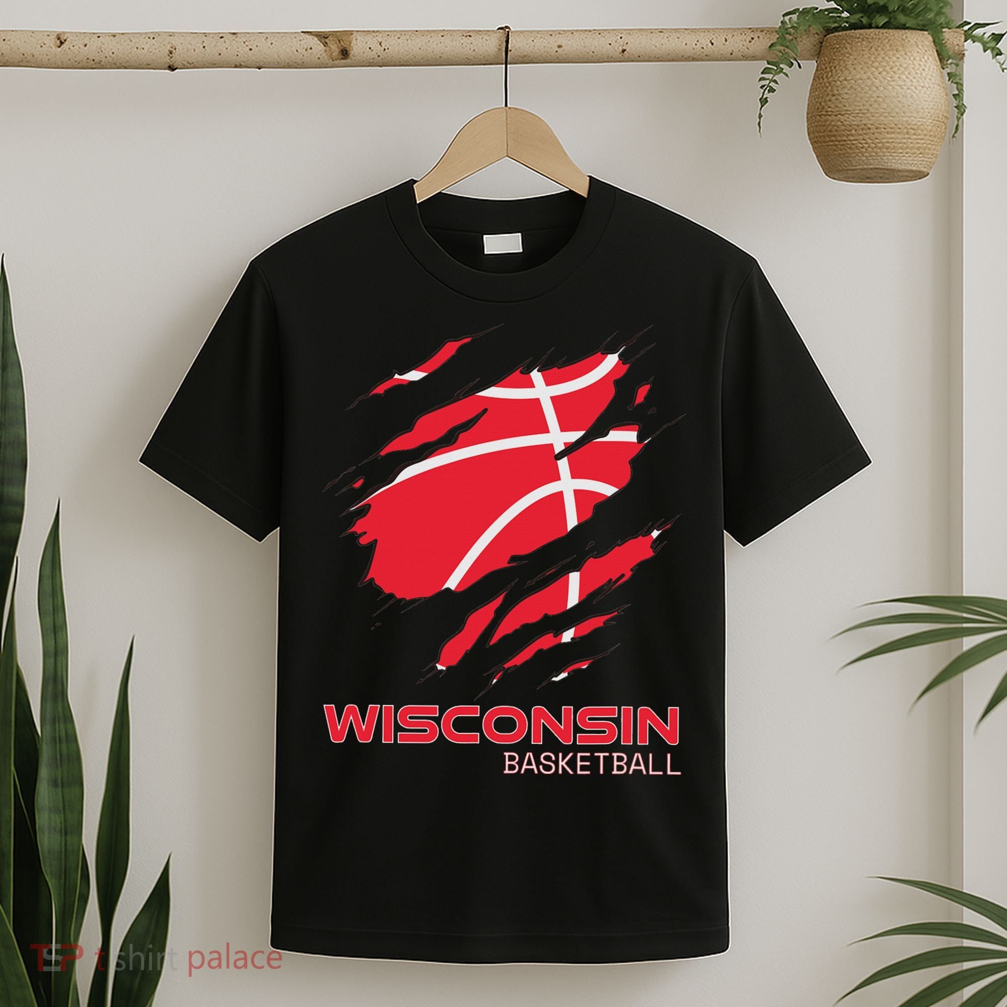 Distressed Basketball The Badger State Home Wisconsin Hoops T-Shirt