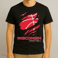Distressed Basketball The Badger State Home Wisconsin Hoops T-Shirt thumb 3