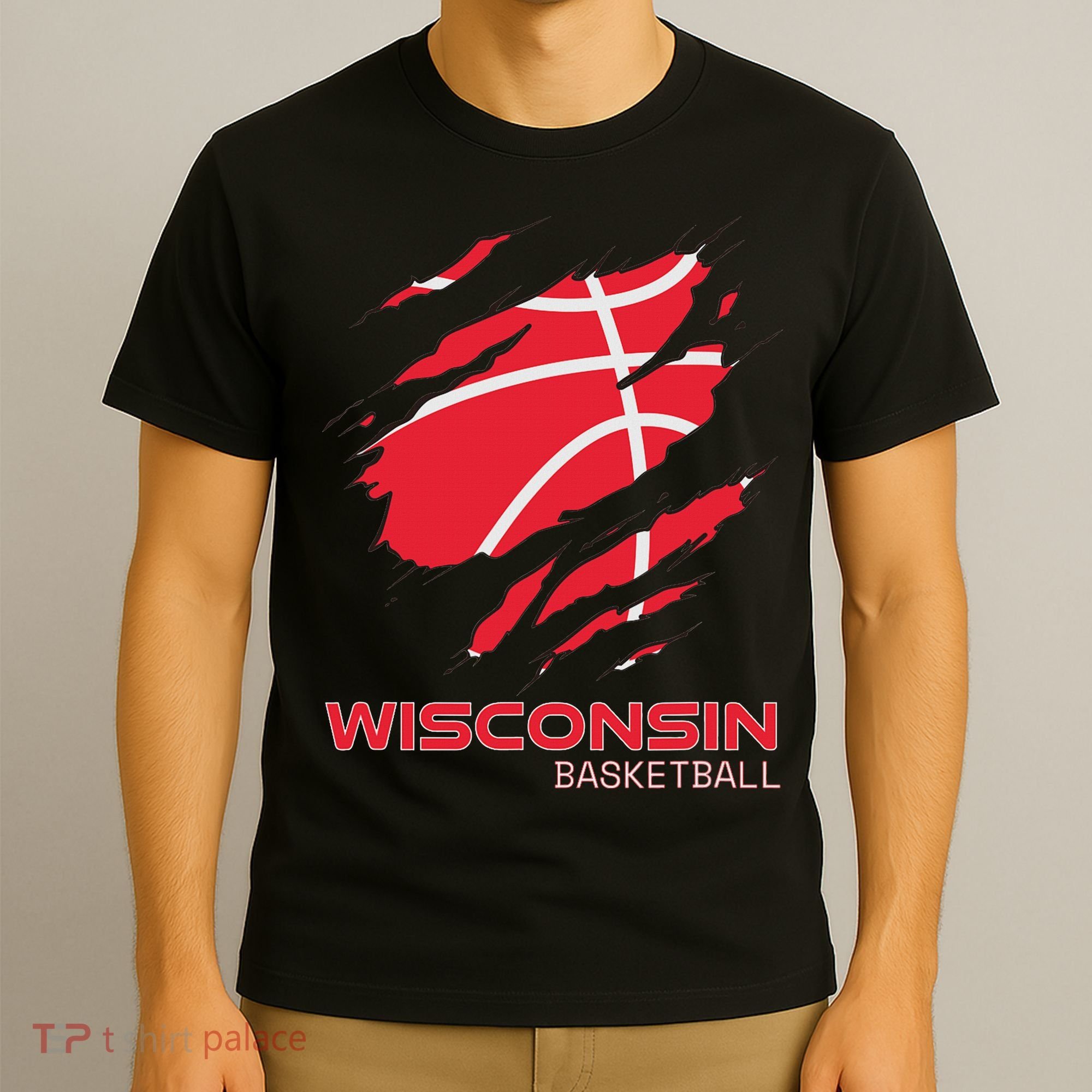 Distressed Basketball The Badger State Home Wisconsin Hoops T-Shirt
