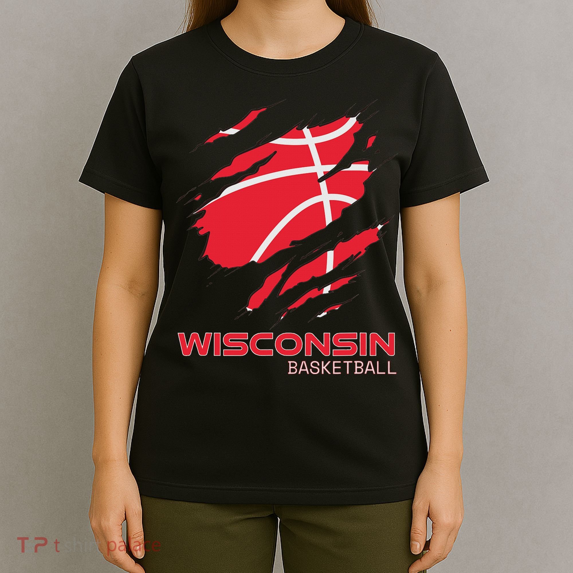 Distressed Basketball The Badger State Home Wisconsin Hoops T-Shirt