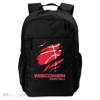 Distressed Basketball The Badger State Home Wisconsin Hoops Backpack thumb 0