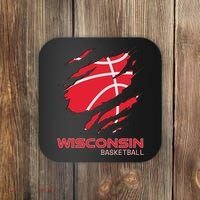 Distressed Basketball The Badger State Home Wisconsin Hoops Coaster thumb 0
