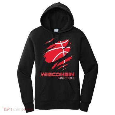 Distressed Basketball The Badger State Home Wisconsin Hoops Women's Hoodie