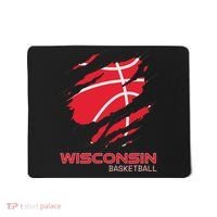 Distressed Basketball The Badger State Home Wisconsin Hoops Mousepad thumb 0