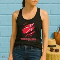 Distressed Basketball The Badger State Home Wisconsin Hoops Women's Tank Top thumb 2