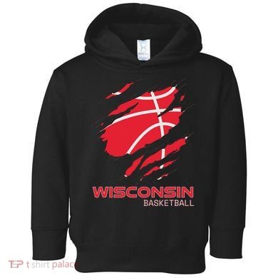 Distressed Basketball The Badger State Home Wisconsin Hoops Toddler Hoodie