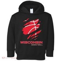 Distressed Basketball The Badger State Home Wisconsin Hoops Toddler Hoodie thumb 0