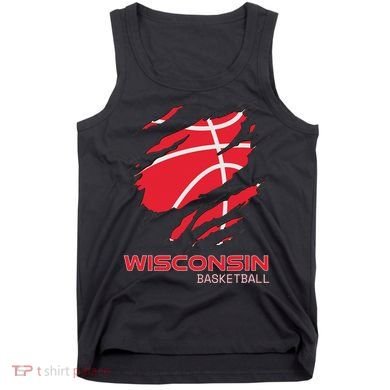 Distressed Basketball The Badger State Home Wisconsin Hoops Tank Top
