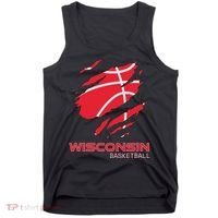 Distressed Basketball The Badger State Home Wisconsin Hoops Tank Top thumb 0