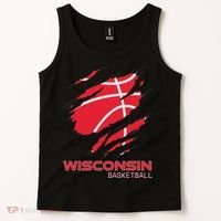 Distressed Basketball The Badger State Home Wisconsin Hoops Tank Top thumb 2