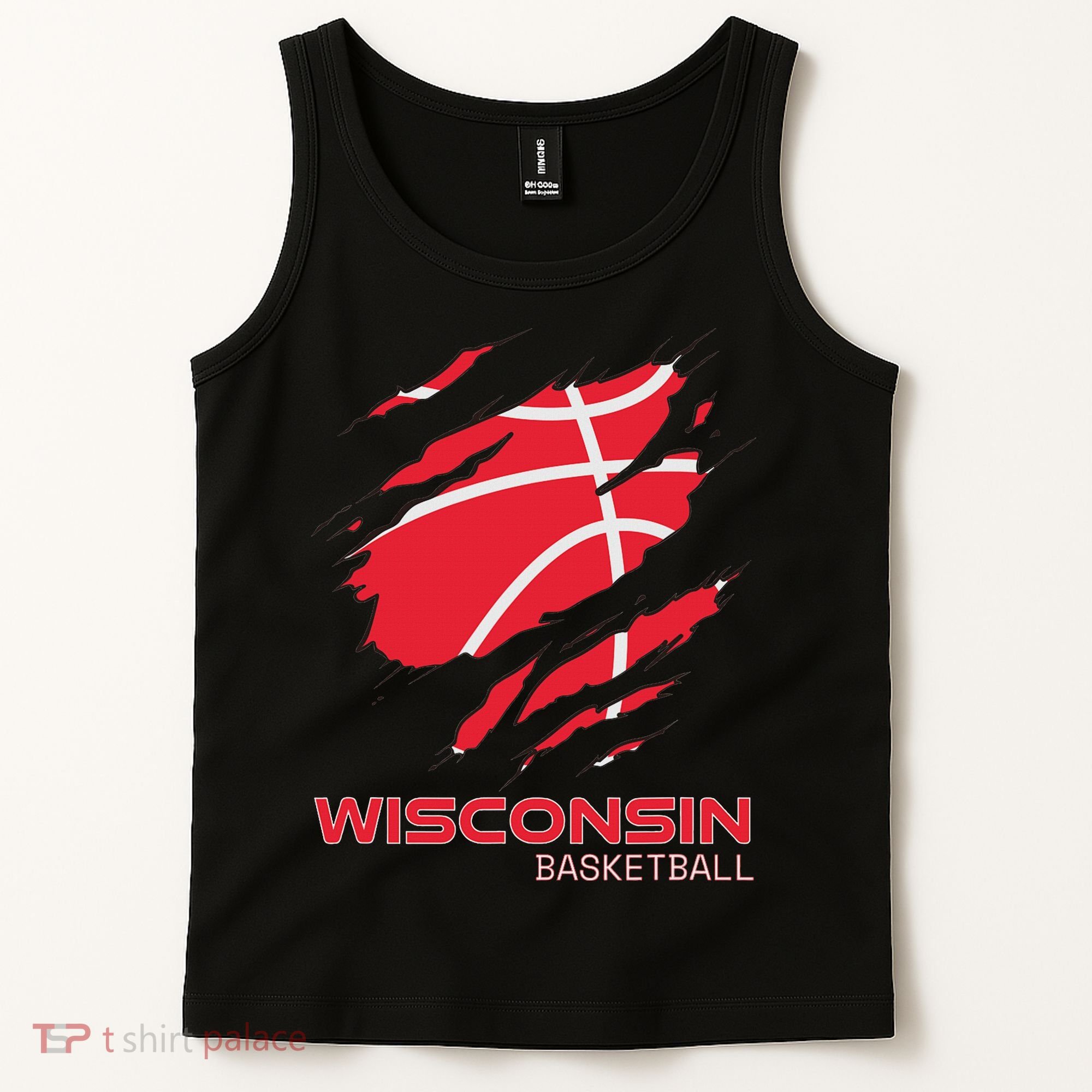 Distressed Basketball The Badger State Home Wisconsin Hoops Tank Top