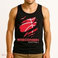 Distressed Basketball The Badger State Home Wisconsin Hoops Tank Top thumb 3