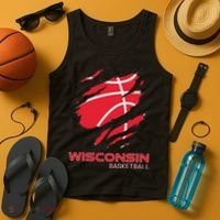 Distressed Basketball The Badger State Home Wisconsin Hoops Tank Top thumb 4