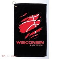 Distressed Basketball The Badger State Home Wisconsin Hoops Golf Towel thumb 0