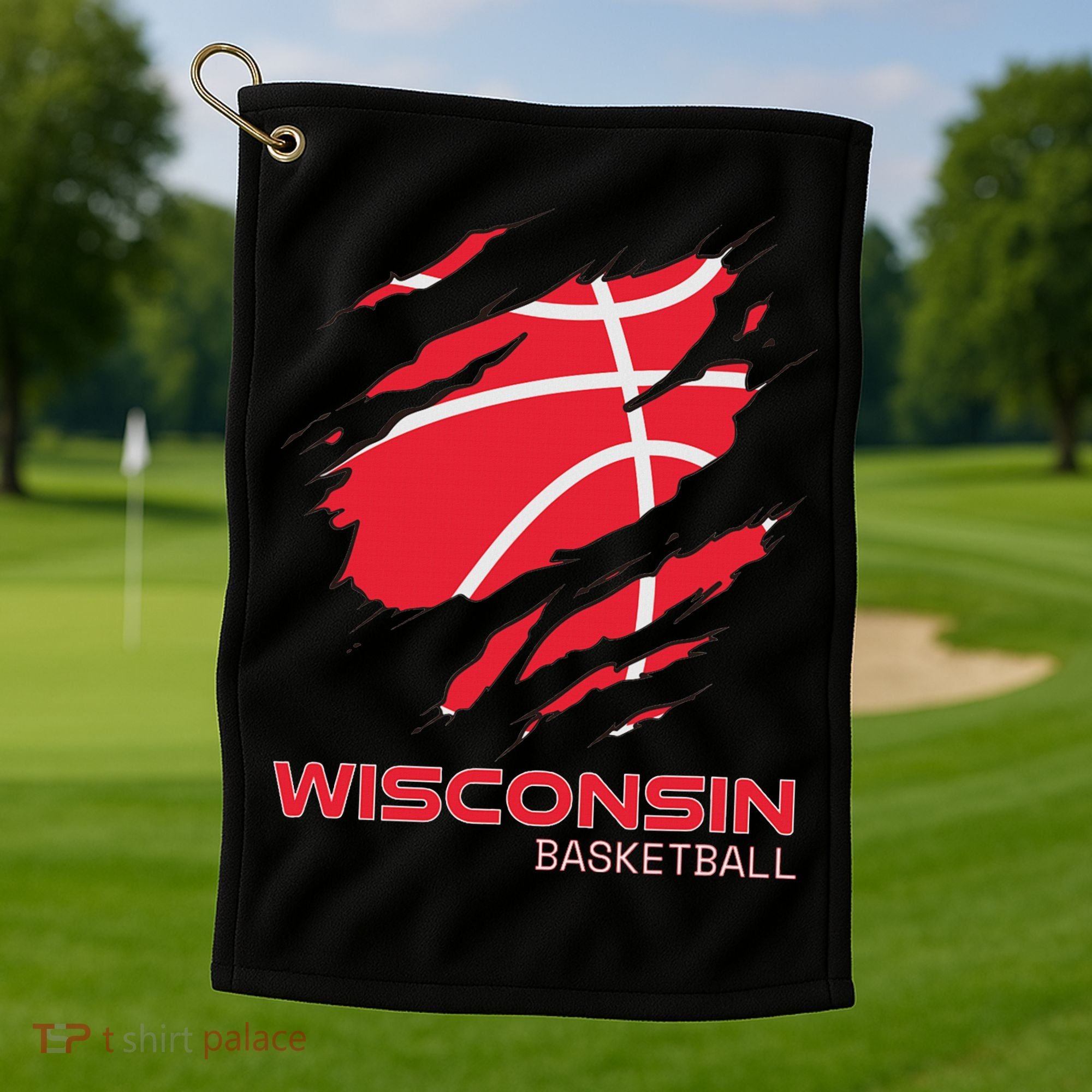 Distressed Basketball The Badger State Home Wisconsin Hoops Golf Towel
