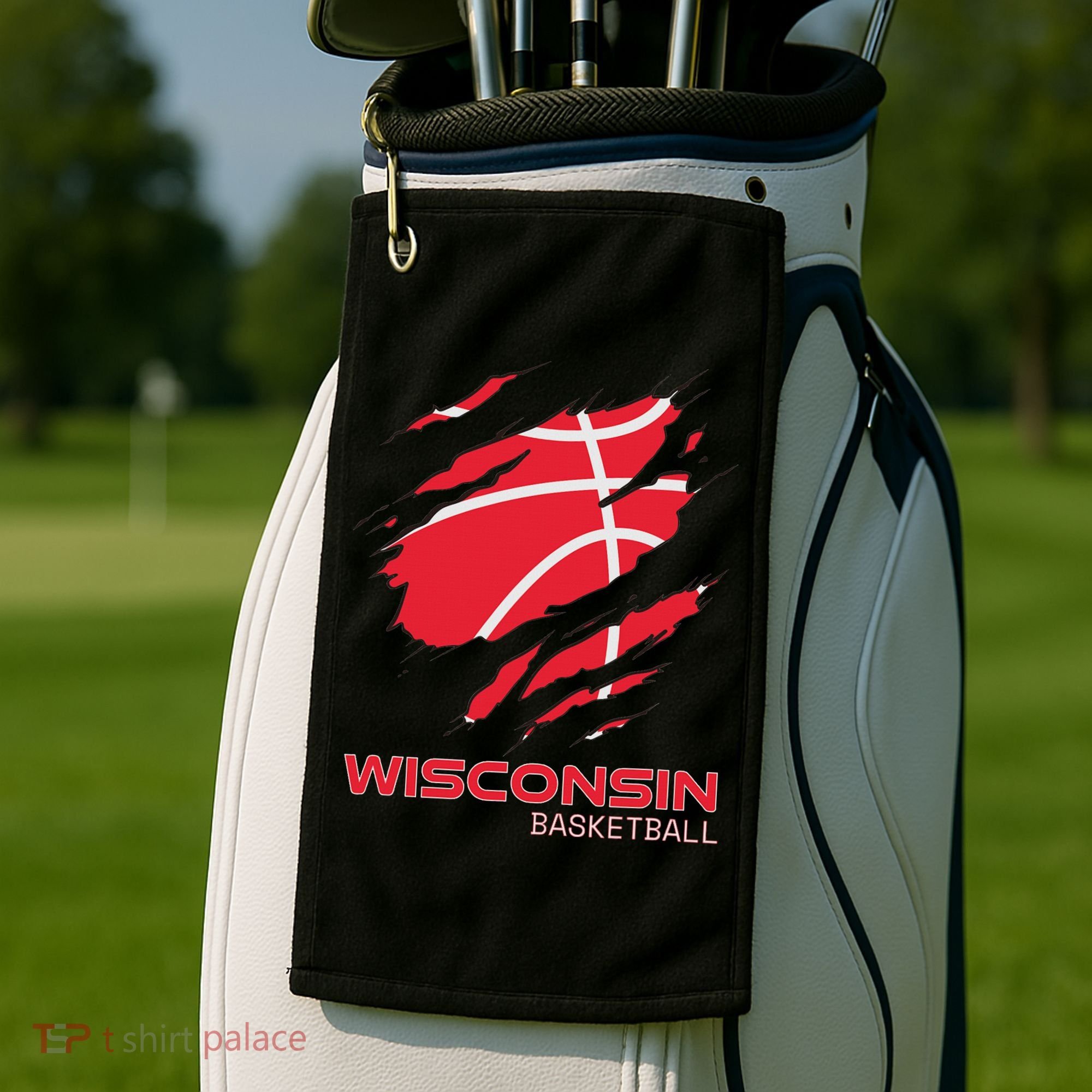 Distressed Basketball The Badger State Home Wisconsin Hoops Golf Towel