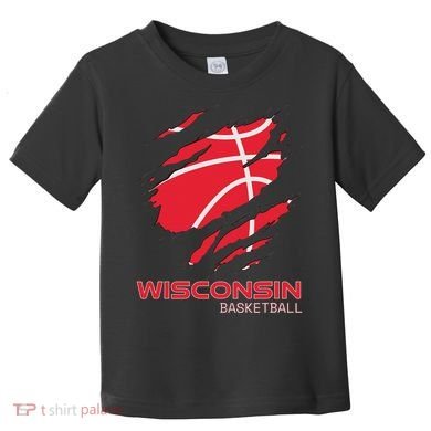 Distressed Basketball The Badger State Home Wisconsin Hoops Toddler T-Shirt