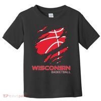 Distressed Basketball The Badger State Home Wisconsin Hoops Toddler T-Shirt thumb 0