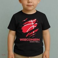 Distressed Basketball The Badger State Home Wisconsin Hoops Toddler T-Shirt thumb 2