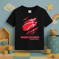 Distressed Basketball The Badger State Home Wisconsin Hoops Toddler T-Shirt thumb 3