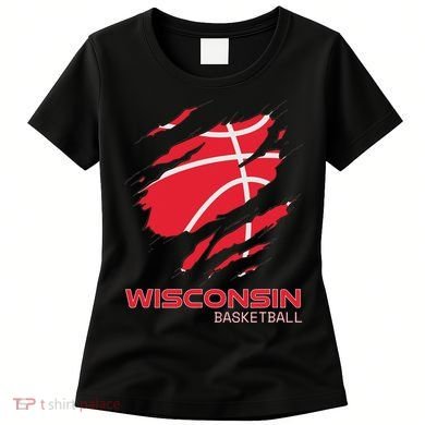 Distressed Basketball The Badger State Home Wisconsin Hoops Women's T-Shirt