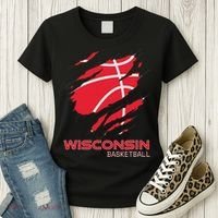 Distressed Basketball The Badger State Home Wisconsin Hoops Women's T-Shirt thumb 3