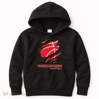 Distressed Basketball The Badger State Home Wisconsin Hoops Kids Hoodie thumb 0