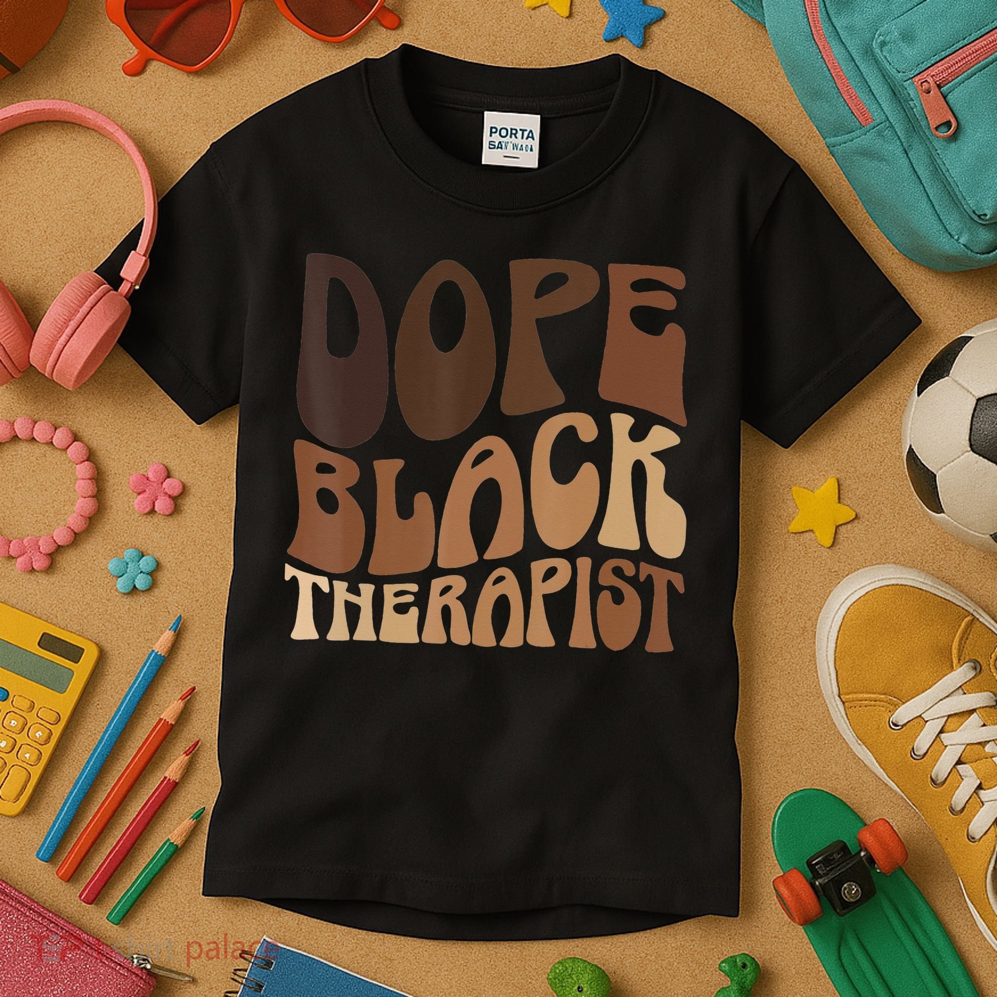 Dope Black Therapist Black Pride Afrocentric Melanin Kids T-Shirt