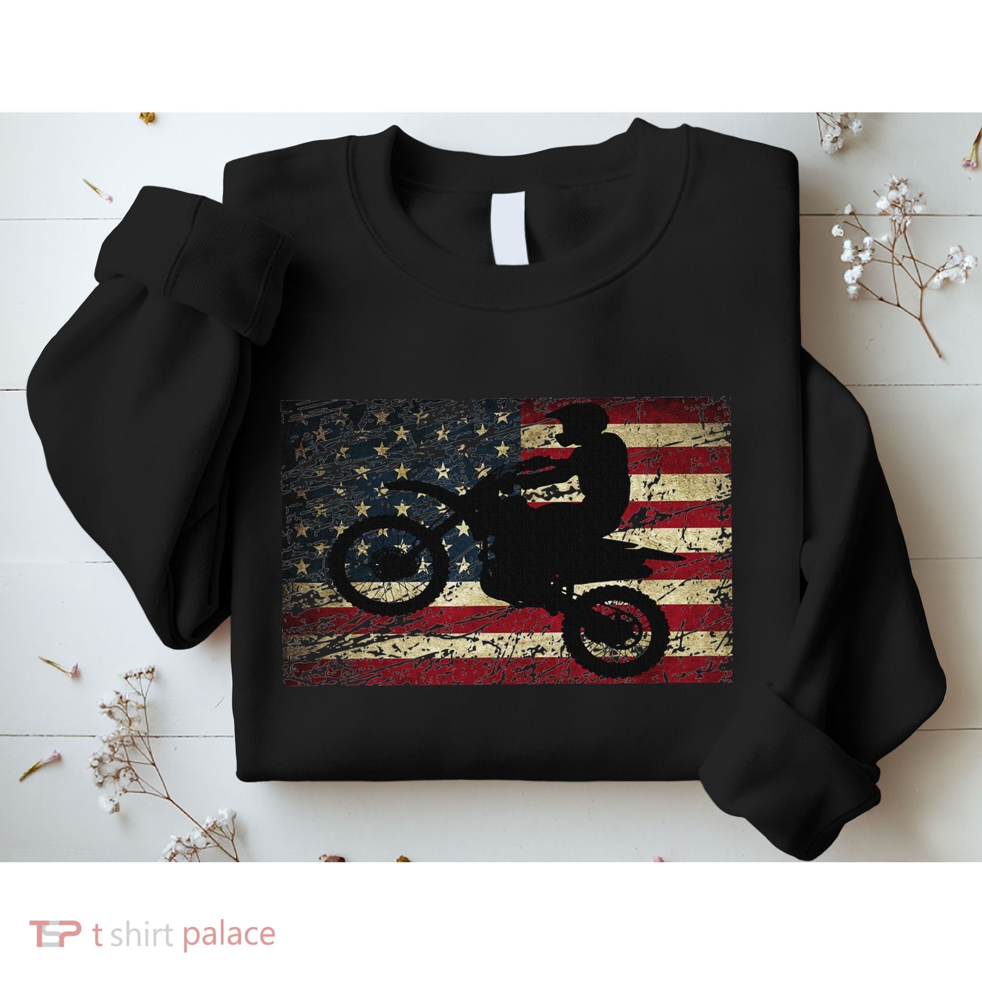 Dirt Bike Usa Flag Motocross American Flag Sweatshirt
