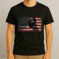 Dirt Bike Usa Flag Motocross American Flag T-Shirt thumb 3