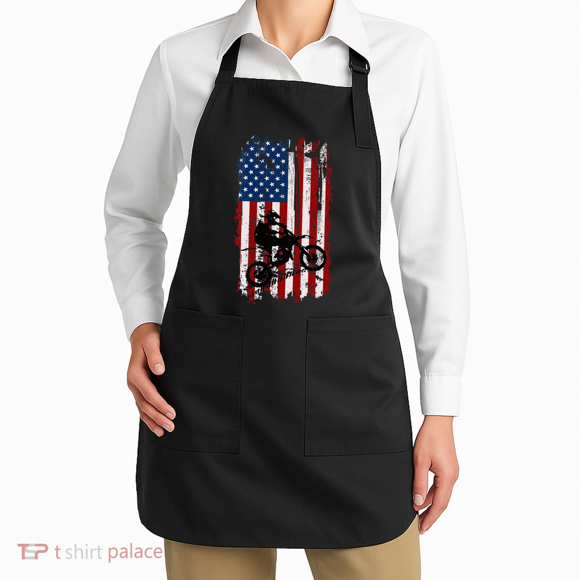 Dirt Bike Usa Flag Motocross American Flag Apron