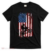 Dirt Bike Usa Flag Motocross American Flag T-Shirt thumb 0