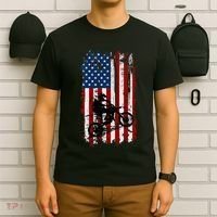 Dirt Bike Usa Flag Motocross American Flag T-Shirt thumb 6