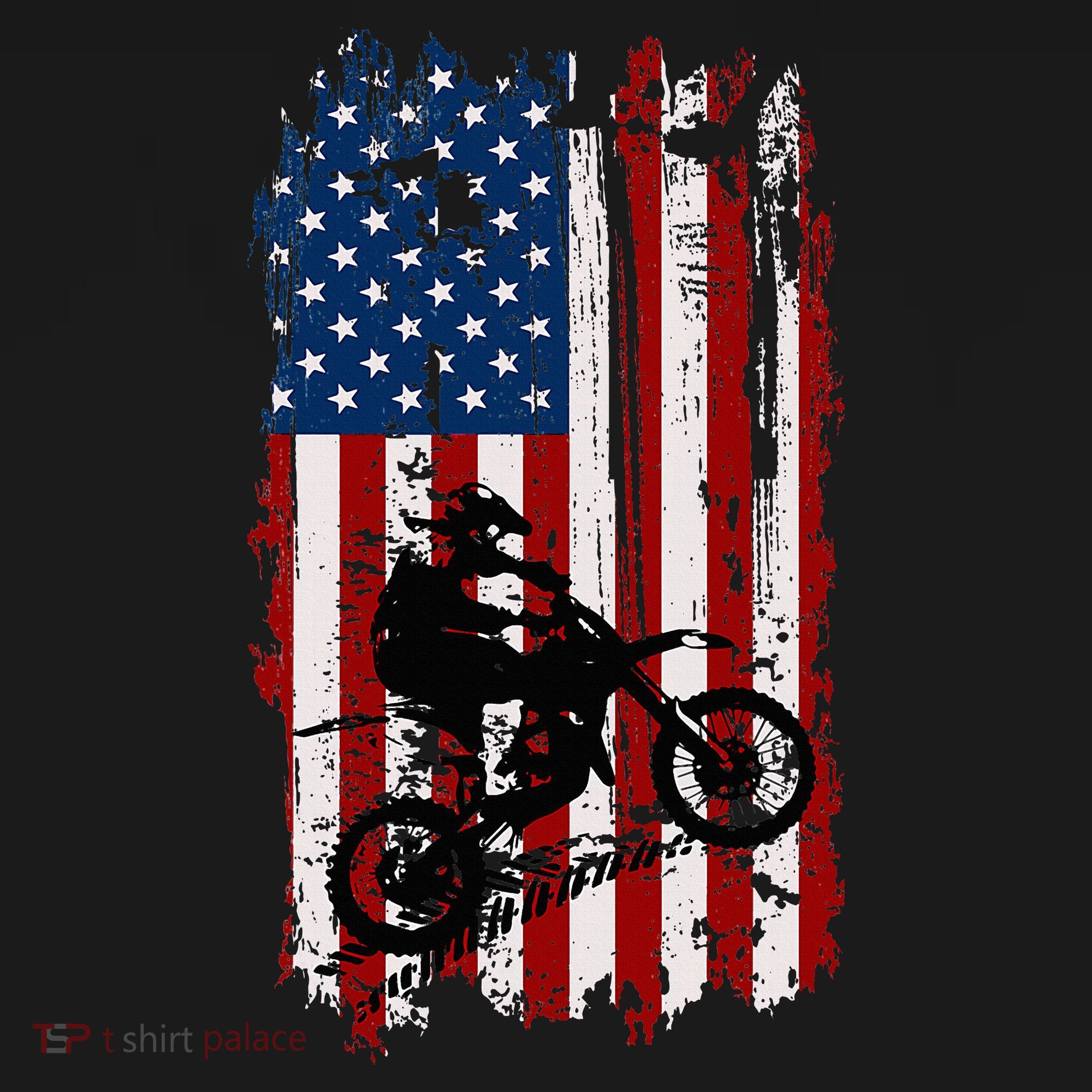 Dirt Bike Usa Flag Motocross American Flag T-Shirt