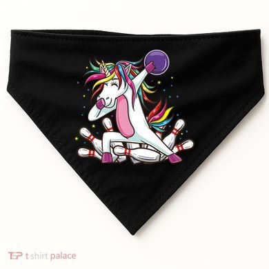 Dabbing Bowling Unicorn for Bowling Team Birthday USA-Made Doggie Bandana