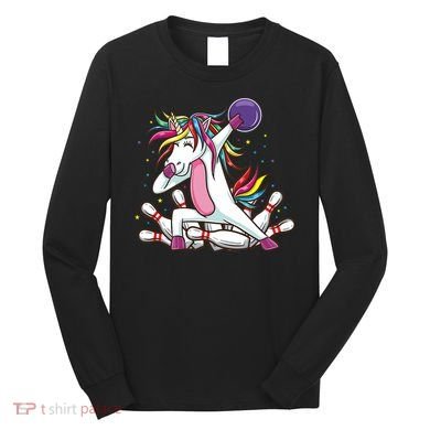 Dabbing Bowling Unicorn for Bowling Team Birthday Long Sleeve Shirt