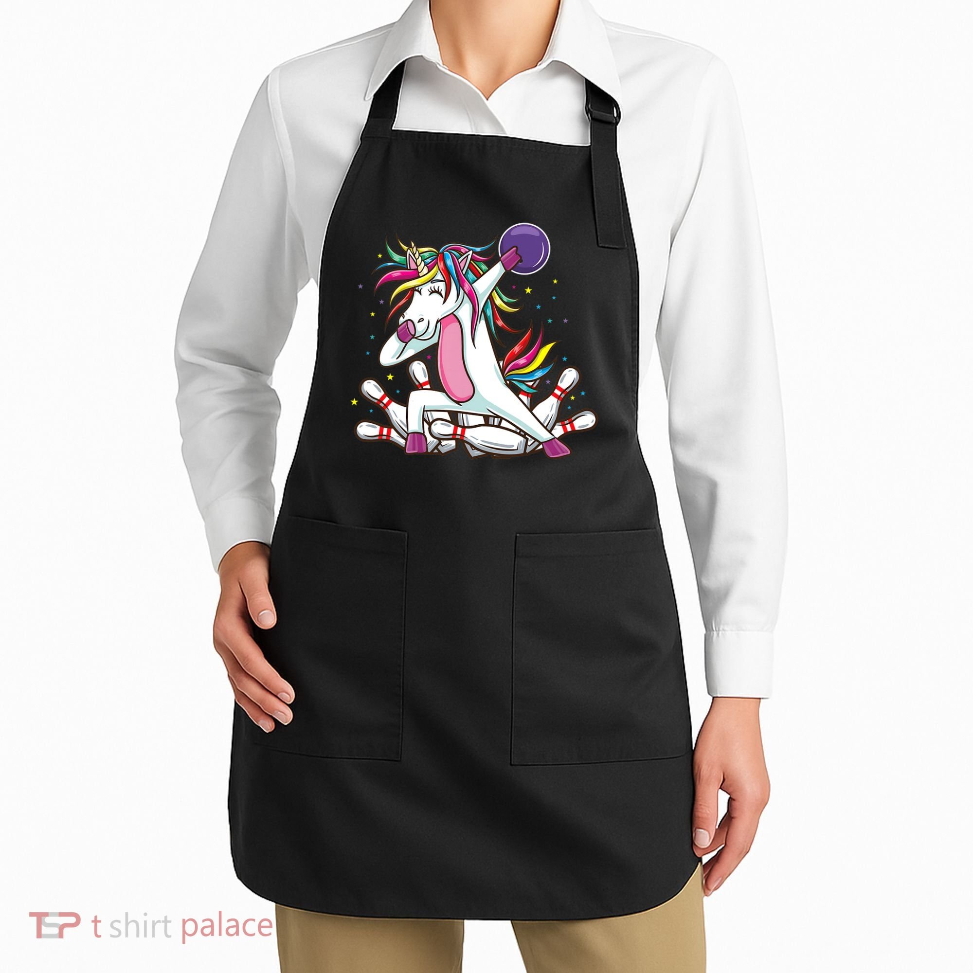 Dabbing Bowling Unicorn for Bowling Team Birthday Apron