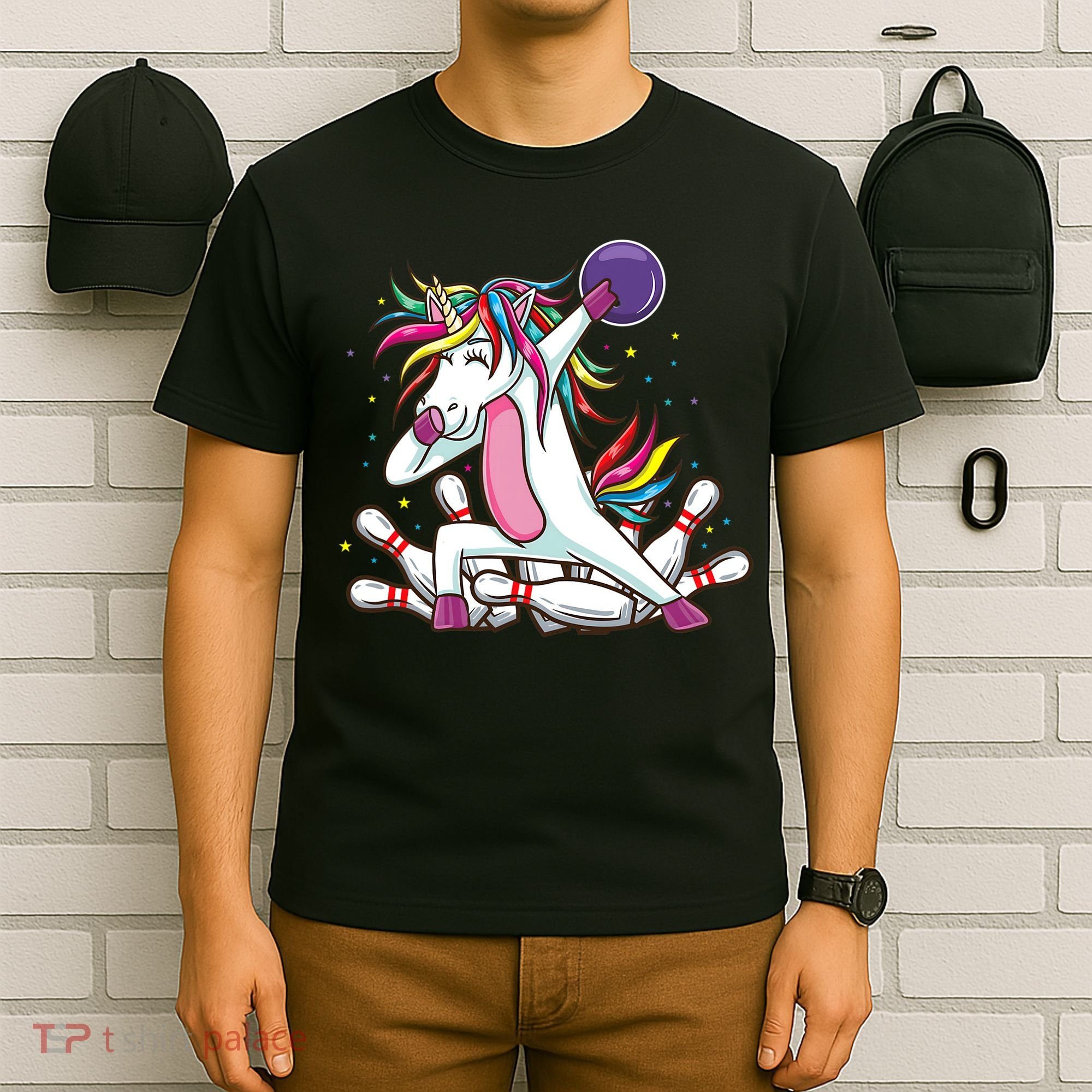 Dabbing Bowling Unicorn for Bowling Team Birthday T-Shirt