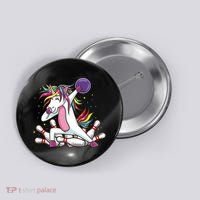 Dabbing Bowling Unicorn for Bowling Team Birthday Button thumb 0