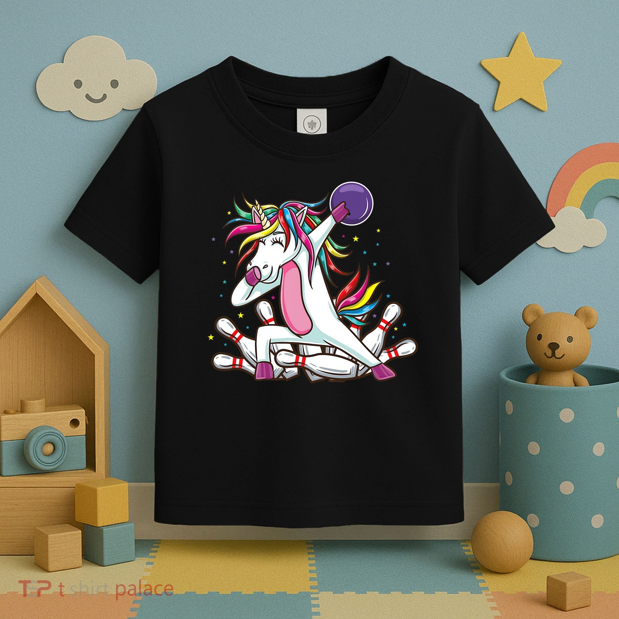 Dabbing Bowling Unicorn for Bowling Team Birthday Toddler T-Shirt
