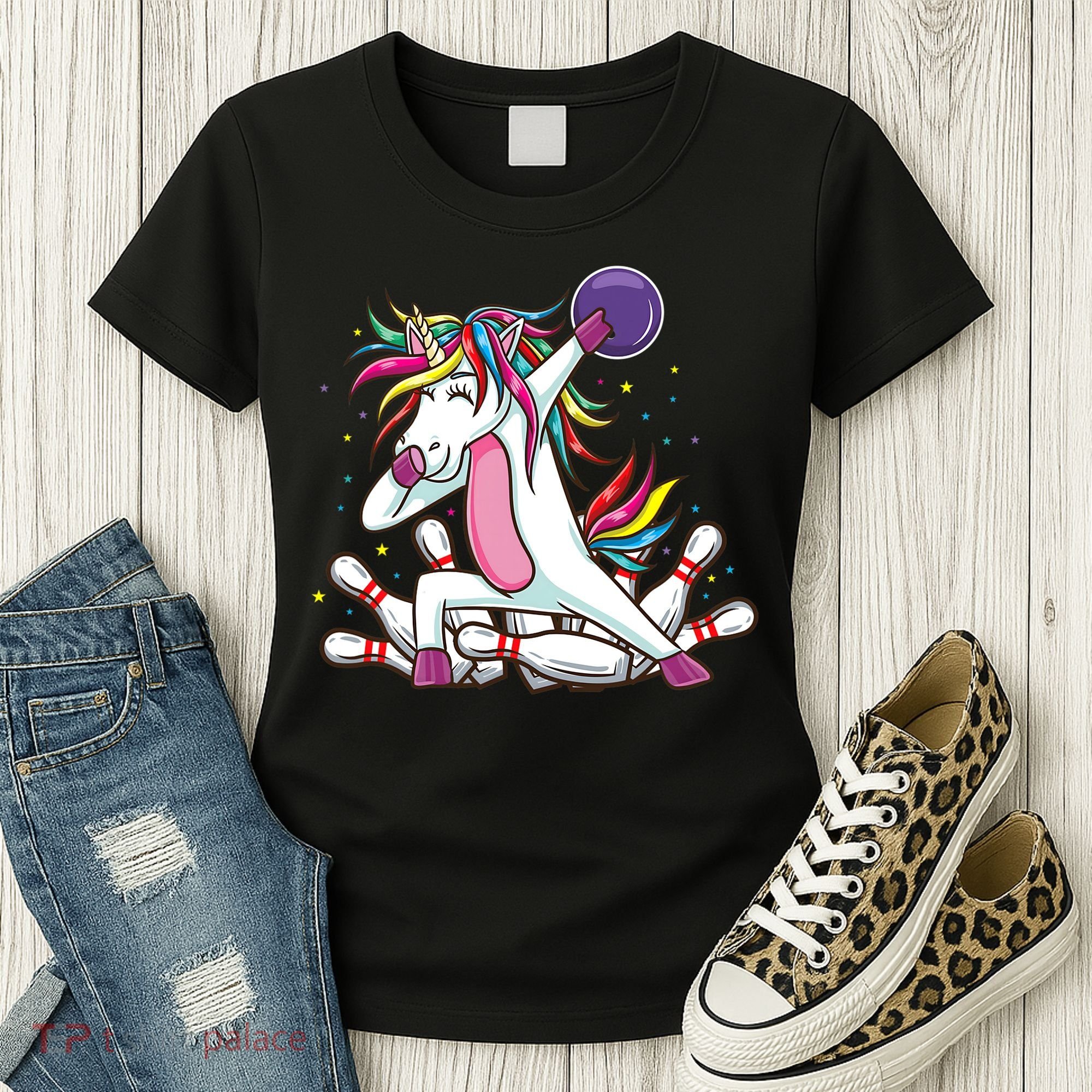 Dabbing Bowling Unicorn for Bowling Team Birthday Women's T-Shirt